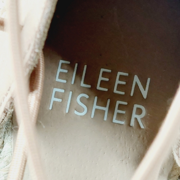 NEW Eileen Fisher Tan Leather Lace Up Back Zip Closed Toe Espadrilles V473 - Picture 9 of 11